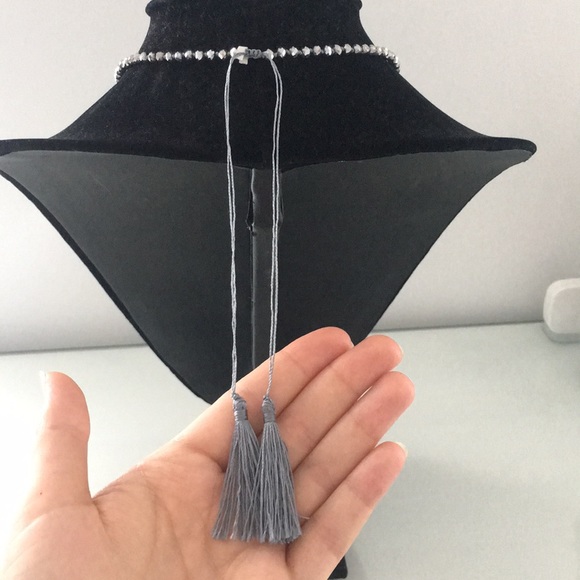 Steel Colour Crystal Tassell Necklace - Picture 4 of 4